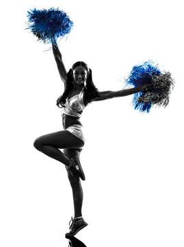 young woman cheerleader cheerleading  silhouette