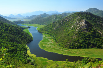Amazing view of Rijeka Crnojevica. Skadar lake national park