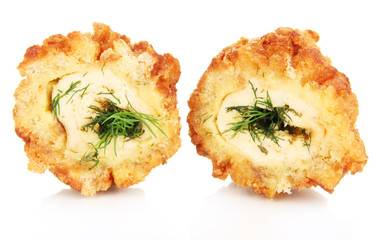 Chicken Kiev isolated on white