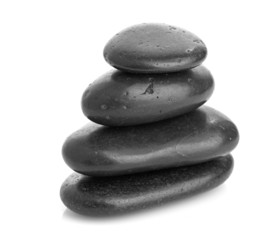 Growing piled up pebbles on a white background