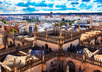 Fototapeta na wymiar City View Tower Seville Cathedral Spain