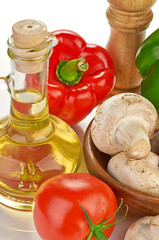 Fresh vegetables and mushrooms