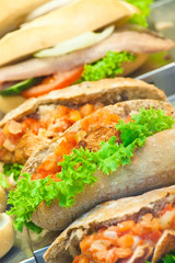 Delicious sandwiches on the counter