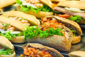 Fresh sandwiches on the counter