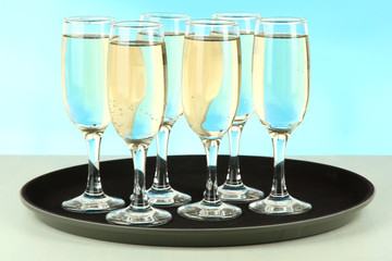 Many glasses of champagne