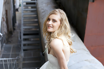 Naklejka premium Beautiful girl in the image of the bride