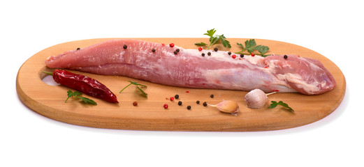 Raw pork tenderloin isolated