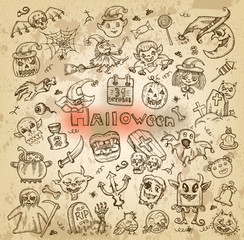 Halloween. Hand-drawn icons