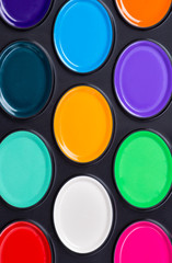 Watercolor paints view from above