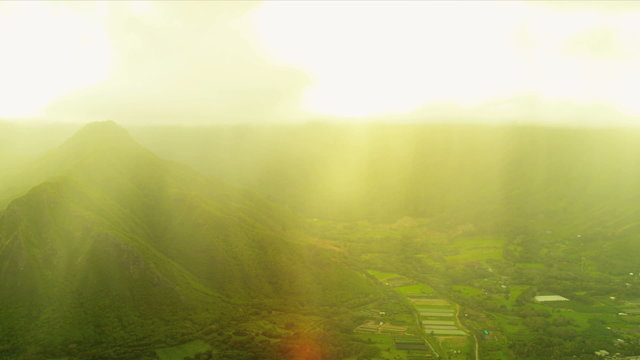 Aerial view Koolau mountain Range Hawaii