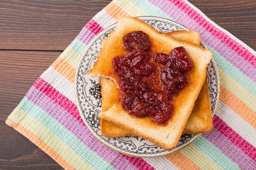 Toast with strawberry jam