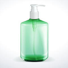Dispenser Pump Cosmetic Or Hygiene Green Glass Bottle Of Gel