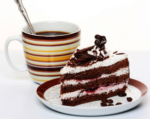 chocolate cake with coffee