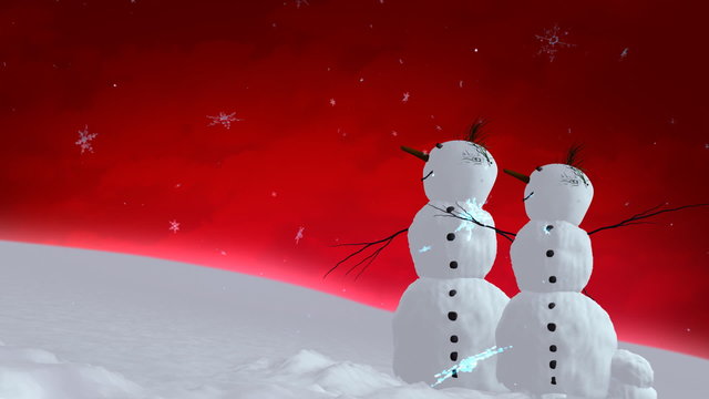 snowmen red sky
