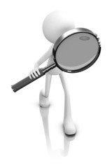 Man with magnifying glass search.