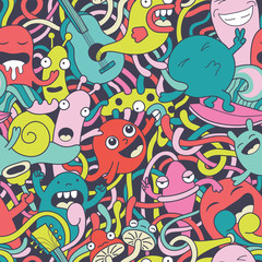 Funny monsters seamless pattern