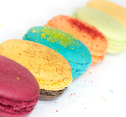 Traditional french colorful macaroons isolated background