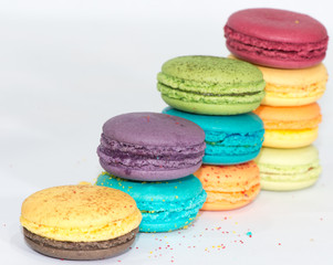 Traditional french colorful macaroons isolated background
