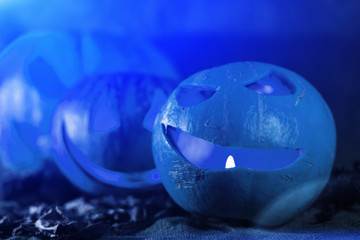 a few pumpkins in the moonlight
