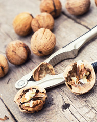 walnuts on a wooden board