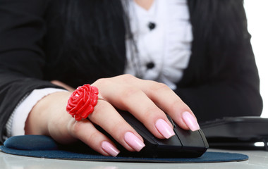Woman hand with computer mouse