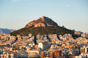 View of Athens and Mount Lycabettus, Greece.