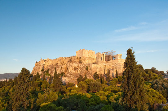Acropolis of Athens view from Areopagus hill.
