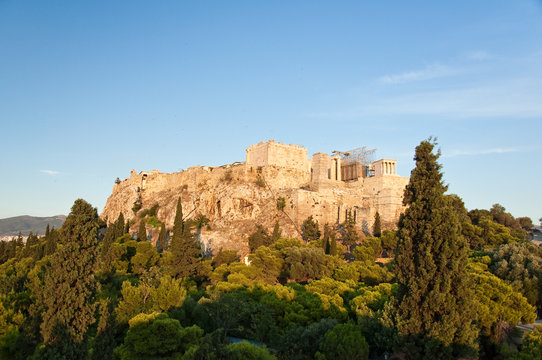 Acropolis of Athens as seen from Areopagus hill.