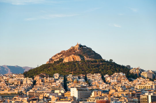 View of Athens and Mount Lycabettus, Greece.