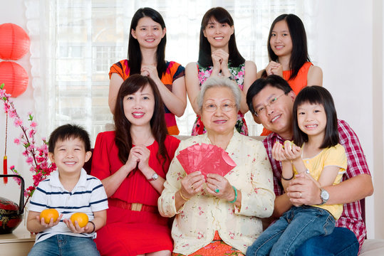 Asian Family Celebrating Chinese New Year