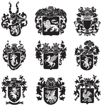 set of heraldic silhouettes No4