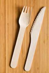 set of wooden cutlery