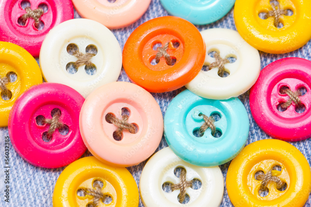 Sticker Multicolored buttons for clothing.