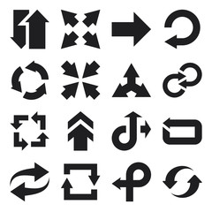 Arrow flat icons. Black