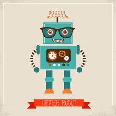 Hipster robot toy icon