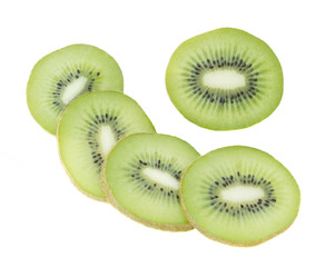 kiwi fruit slices isolated