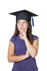 thoughtful girl with mortarboard