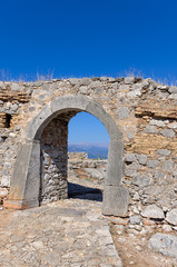 Stone arch in Palamidi fortress, in Nafplio, Greece