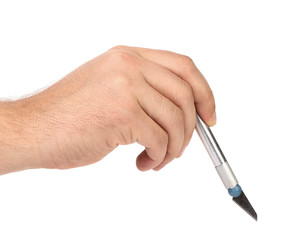 Hand holds aluminium Craft Knife