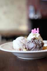 Fruit with ice cream