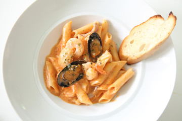 Spaghetti Penne with seafood