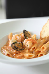 Spaghetti Penne with seafood