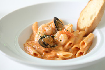 Spaghetti Penne with seafood