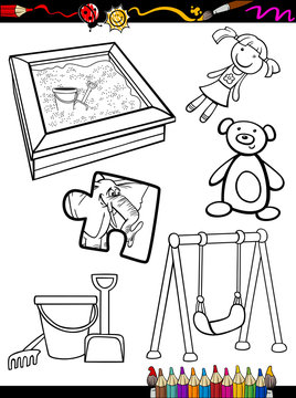 cartoon toys objects coloring page