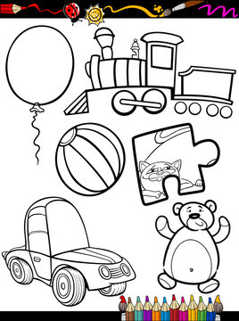cartoon toys objects coloring page