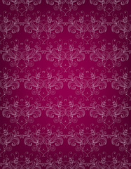 Seamless pattern with white outline flowers