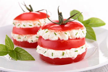 tomato, cheese and basil