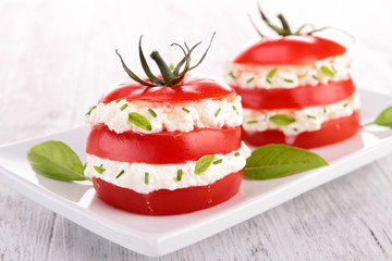 tomato, cheese and basil