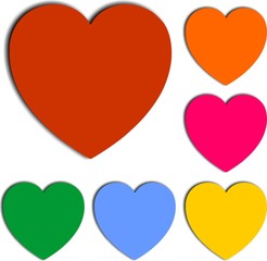 Heart Icon Vector with Six Color Variations
