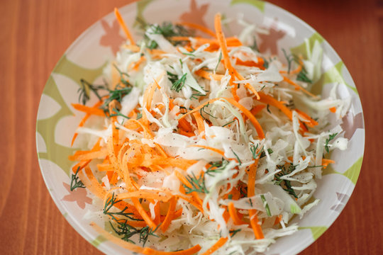 Fresh salad of cabbage and carrots